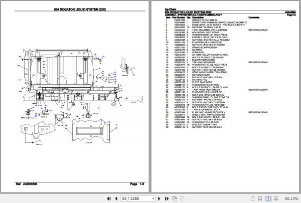 Ag Chem Rogator Liquid System 854 Parts Catalog AG546599 2