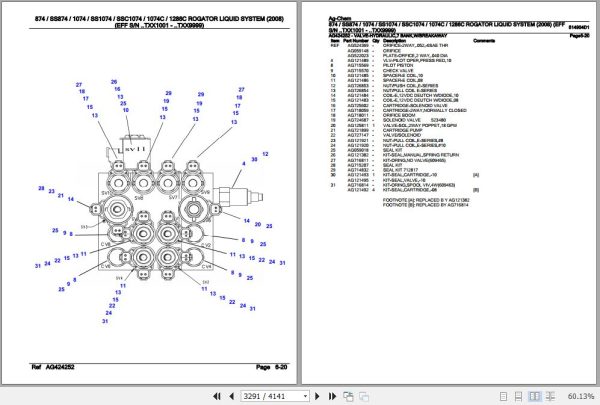 Ag Chem Rogator Liquid System 874 SS874 1074 SS1074 SSC1074 1074C 1286C Parts Catalog 514904D1 3