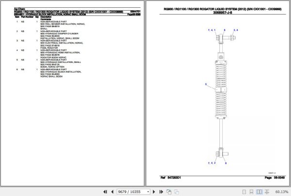 Ag Chem Rogator Liquid System RG900 RG1100 RG1300 Parts Catalog 539447D1 3