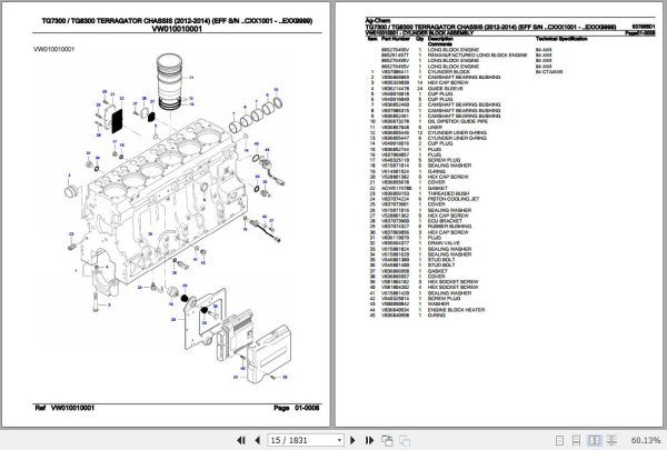 Ag Chem Terragator Chassis TG7300 TG8300 Parts Catalog 537855D1 2