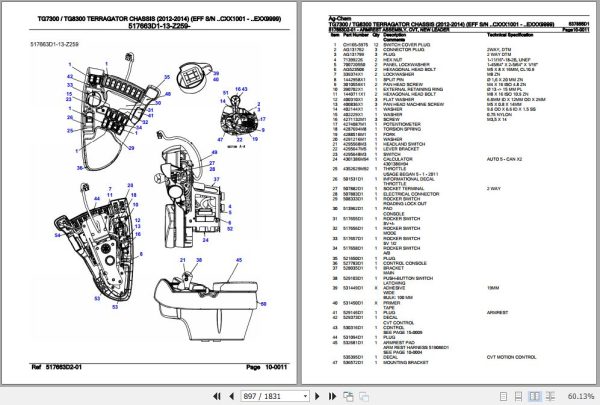 Ag Chem Terragator Chassis TG7300 TG8300 Parts Catalog 537855D1 3