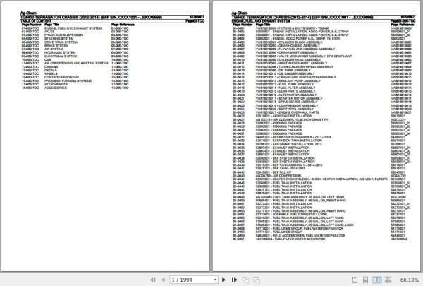 Ag Chem Terragator Chassis TG8400 Parts Catalog 537858D1 1