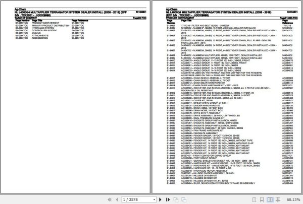Ag Chem Terragator System NL L4000G4 Multapplier Parts Catalog 531348D1 1