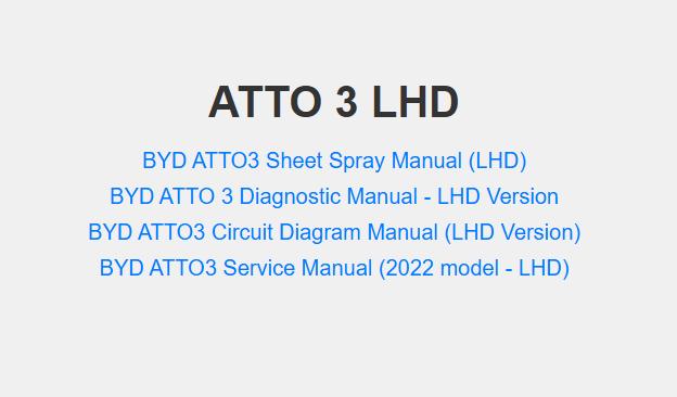 BYD ATTO 3 LHD Workshop Repair Service Manual 1