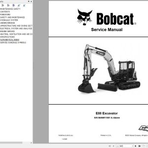 Bobcat Excavator E88 Operators Parts Service Manual 1