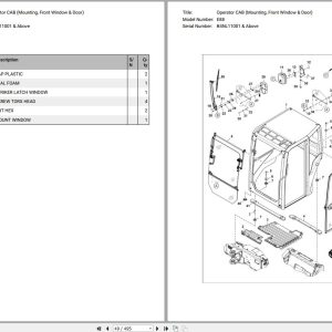Bobcat Excavator E88 Parts Manual 2