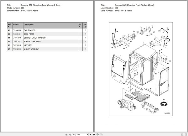 Bobcat Excavator E88 Parts Manual 2