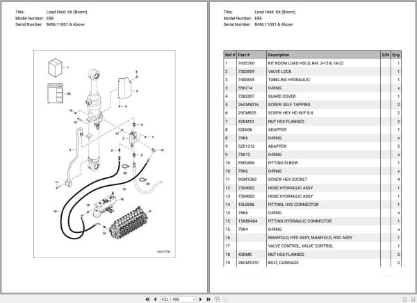 Bobcat Excavator E88 Parts Manual 3
