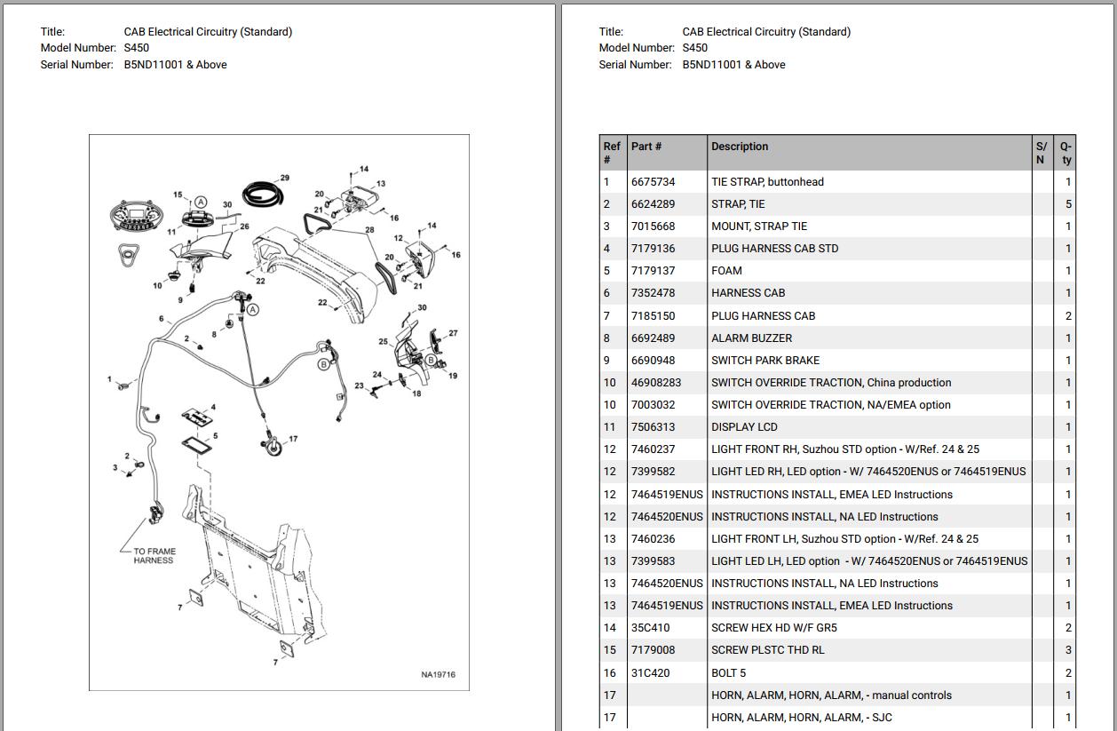 Bobcat Skid Steer Loaders S450 Parts Manual 2