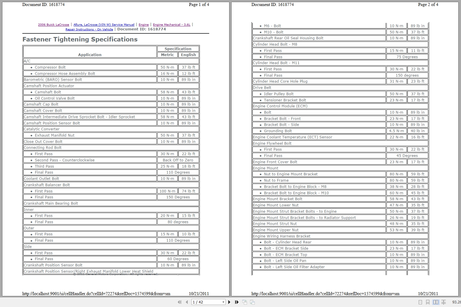 Buick LaCrosse 2006 3.6L Engine Mechanical Manual 1
