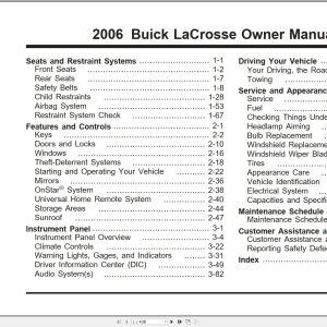 Buick LaCrosse 2006 Owner Manual 06LACROSSE 1