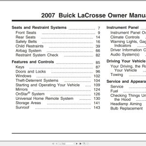 Buick LaCrosse 2007 Owner Manual 15863017 1