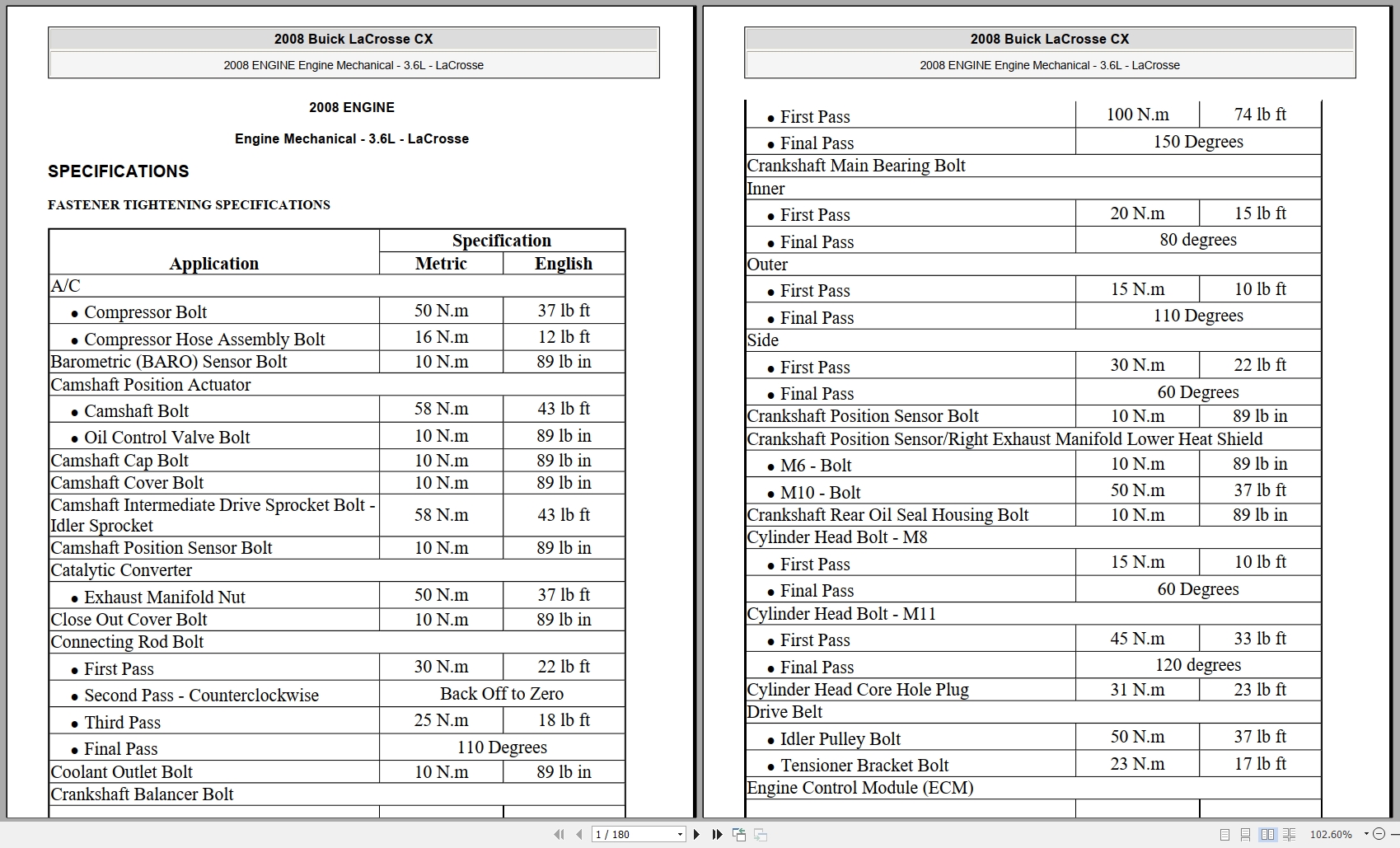 Buick LaCrosse 2008 3.6L Engine Mechanical Manual 1