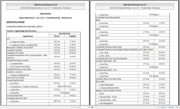 Buick Rendezvous CX 2006 3.6L LY7 Engine Mechanical Troubleshooting Manual 1
