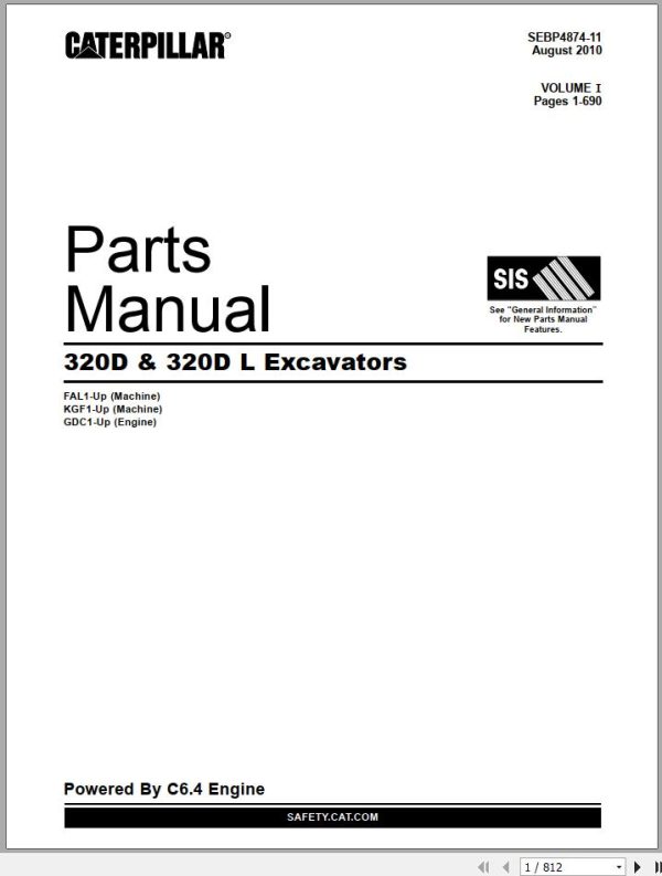 CAT Excavator 320D and 320D L Parts Manual SEBP4874 11 1