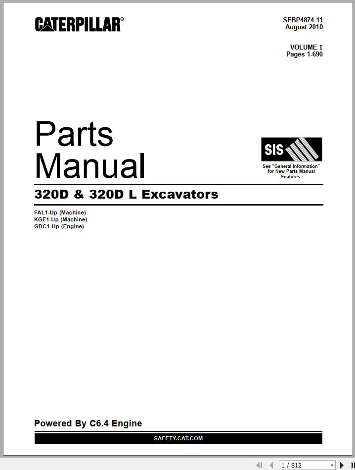 CAT Excavator 320D and 320D L Parts Manual SEBP4874 11 1