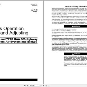 CAT Truck Tractor 776 777D 777D HAA Air System Brakes Operation and Testing RENR3324 07 1