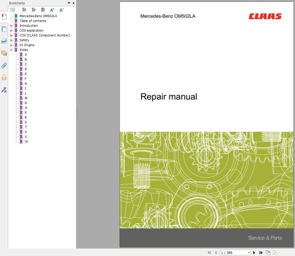 CLAAS Mercedes Benz Engine OM502LA Repair Manual 1