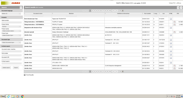 CLAAS WebTIC IT 05.2025 Operator Schematic Repair Technical Program 2