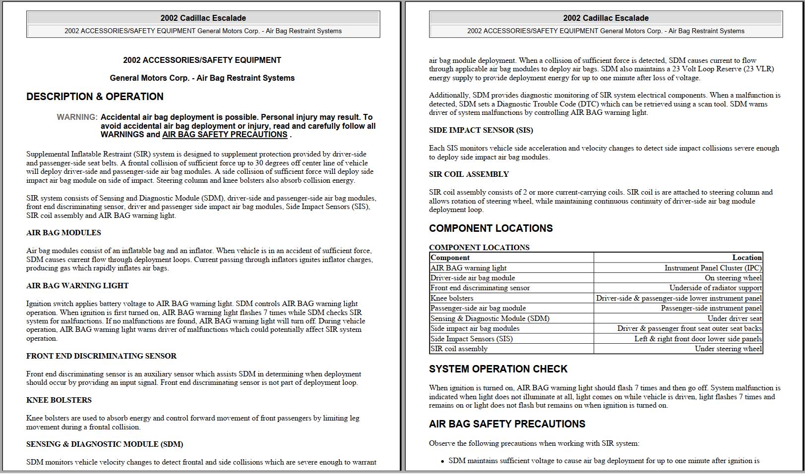 Cadillac Escalade 2002 2005 Repair Manual and Electrical Wiring Diagram 1