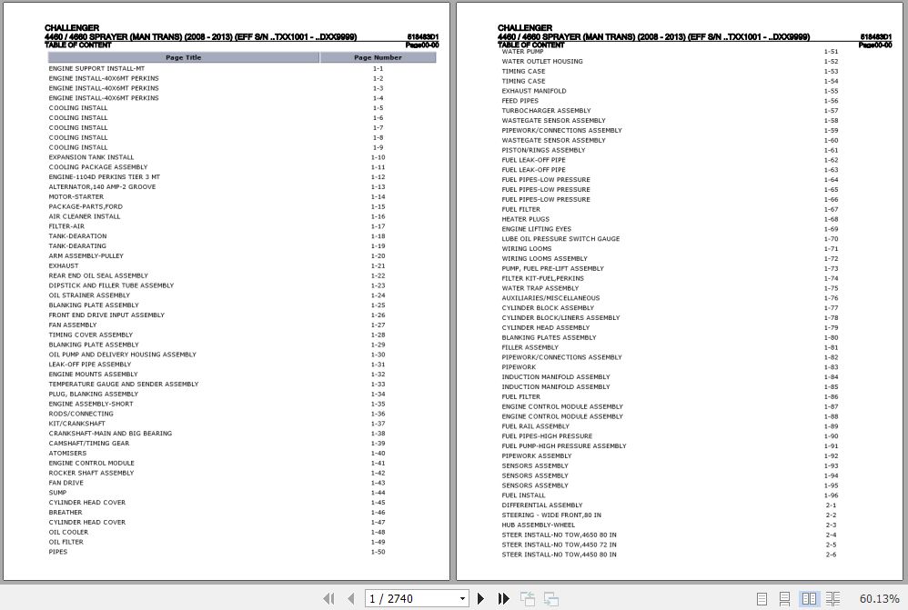 Challenger 4460 4660 Sprayer Parts Catalog 518483D1 1