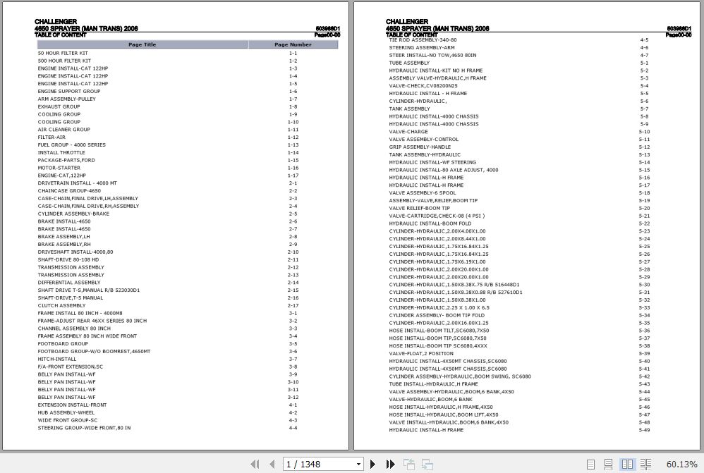Challenger 4650 Sprayer Parts Catalog 503986D1 1
