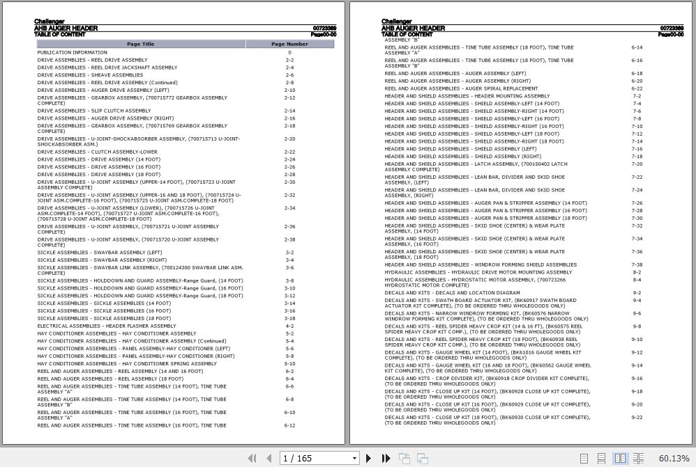Challenger Auger Header AHB Parts Catalog 00723389 1