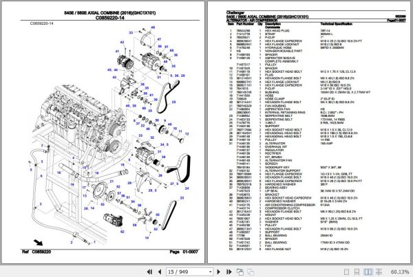 Challenger Axial Combine 540E 560E Parts Catalog 652099 3
