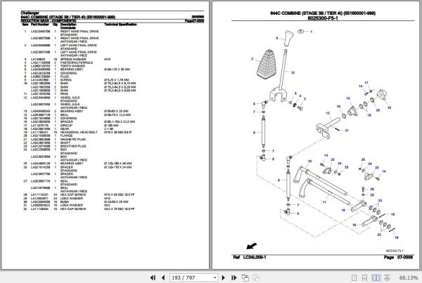 Challenger Combine 644C Parts Catalog 3906399 3