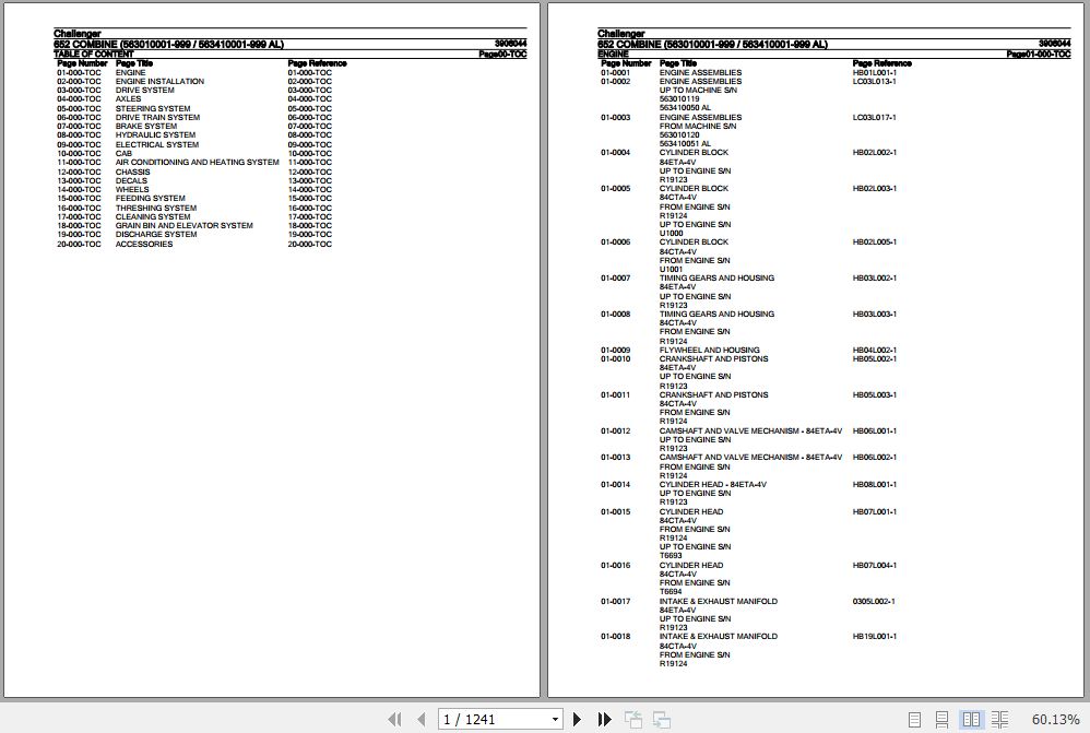 Challenger Combine 652 Parts Catalog 3906044 1
