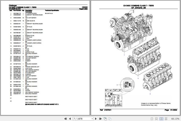 Challenger Combine Class 7 Tier 3 CH 540C Parts Catalog C054006 2