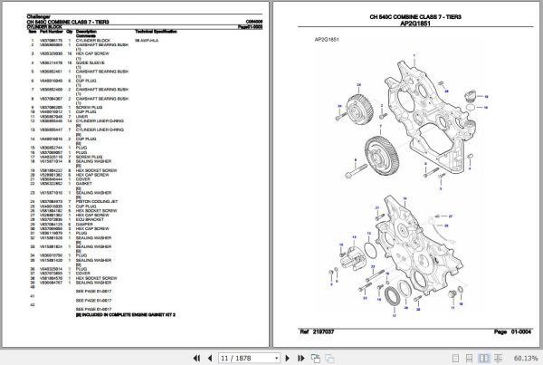 Challenger Combine Class 7 Tier 3 CH 540C Parts Catalog C054006 3
