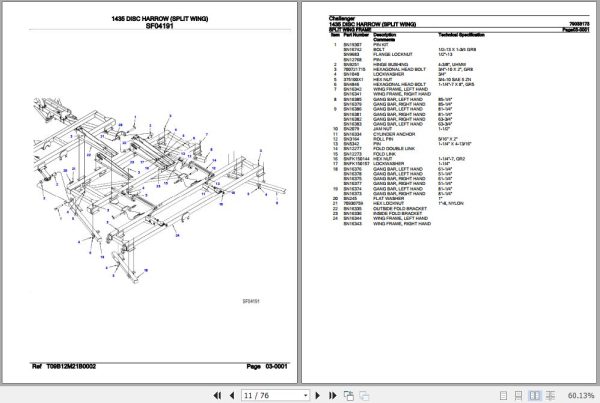 Challenger Disc Harrow 1435 Parts Catalog 79033173 2