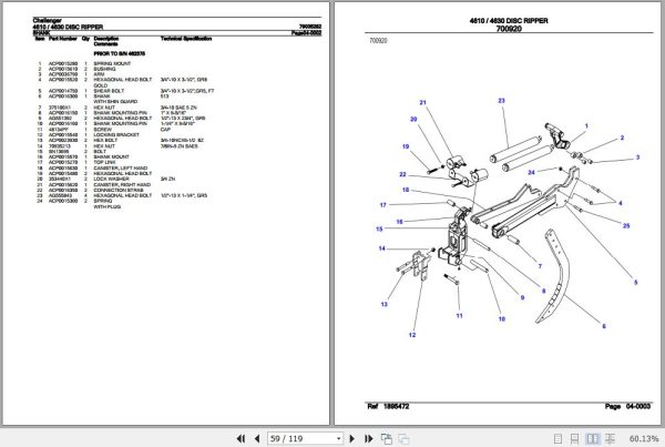 Challenger Disc Ripper 4610 4630 Parts Catalog 79035282 2