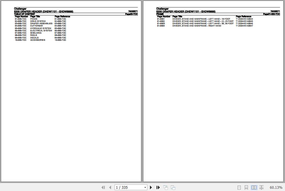 Challenger Draper Header 5200 Parts Catalog 79035571 1