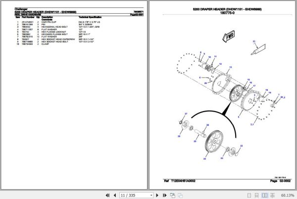 Challenger Draper Header 5200 Parts Catalog 79035571 2