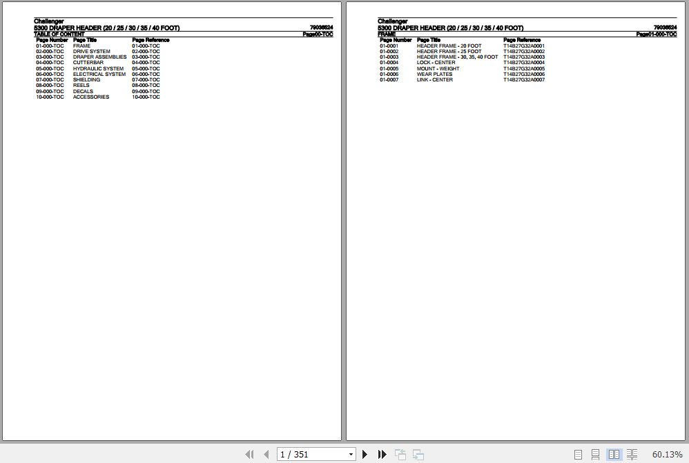 Challenger Draper Header 5300 Parts Catalog 79036524 1