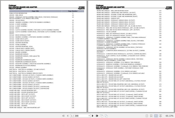 Challenger Draper Header And Adapter DHC Parts Catalog 00723980 1