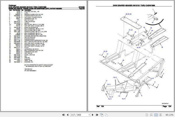 Challenger Draper Header DHW Parts Catalog 00724296 3