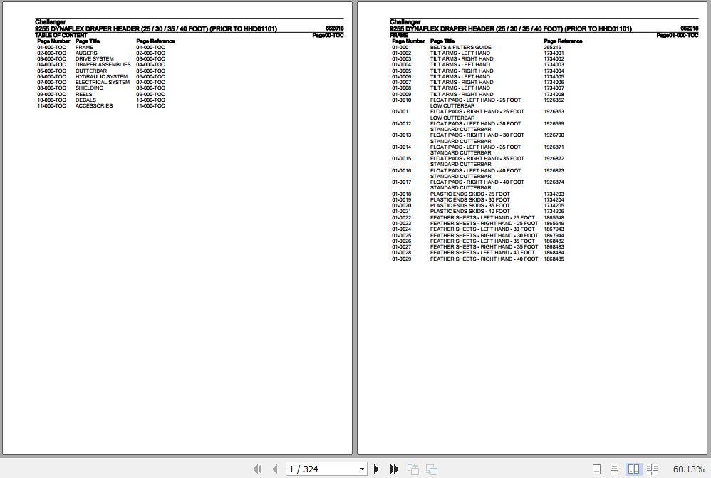 Challenger Dynaflex Draper Header 9255 Parts Catalog 652018 1