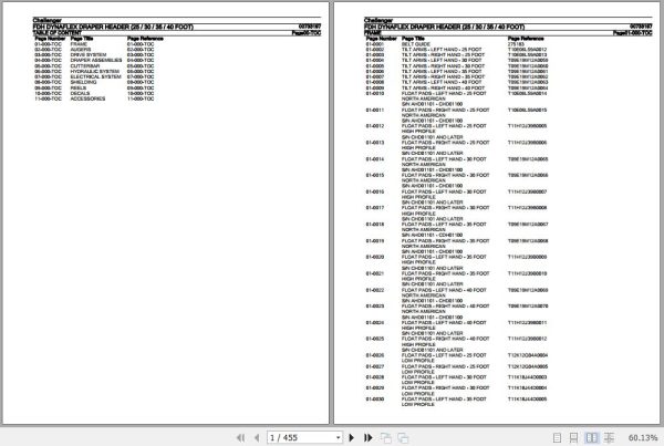 Challenger Dynaflex Draper Header FDH Parts Catalog 00733197 1