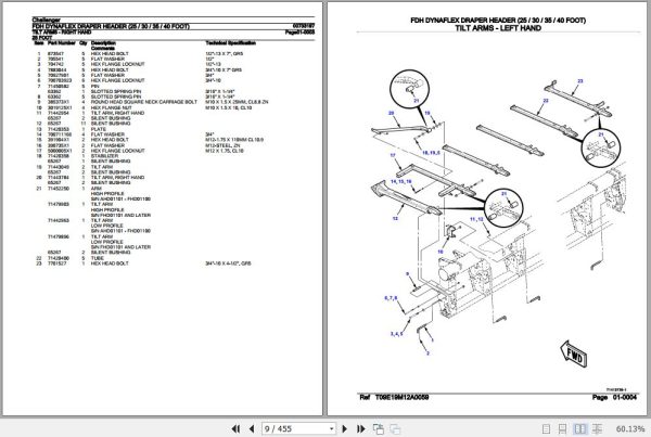 Challenger Dynaflex Draper Header FDH Parts Catalog 00733197 2