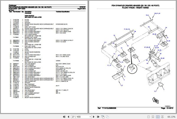 Challenger Dynaflex Draper Header FDH Parts Catalog 00733197 3
