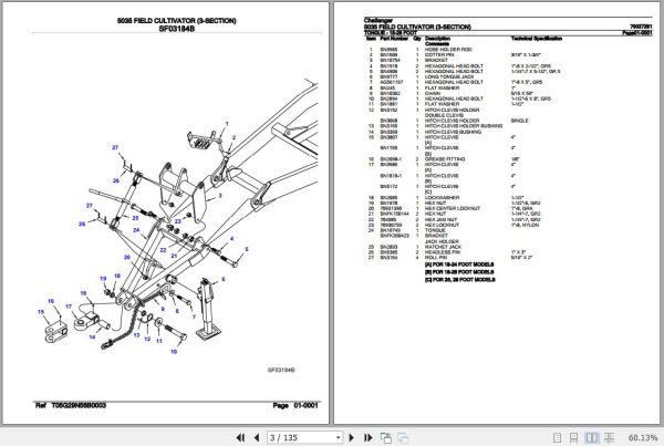 Challenger Field Cultivator 5035 3 Section Parts Catalog 79027291 2
