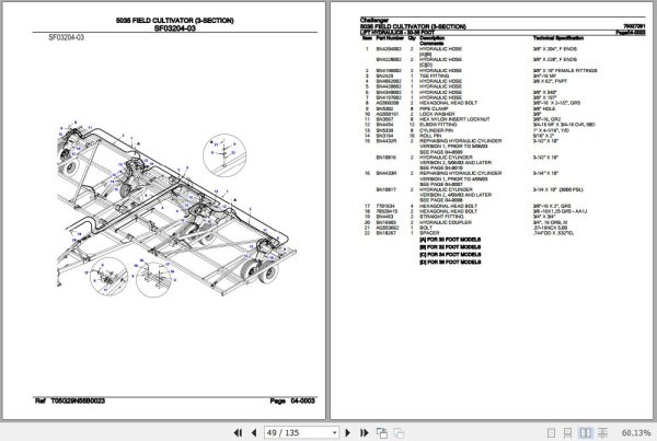 Challenger Field Cultivator 5035 3 Section Parts Catalog 79027291 3