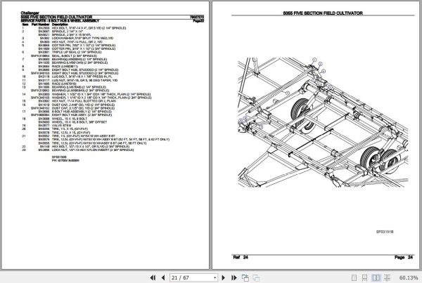 Challenger Field Cultivator 5055 Five Section Parts Catalog 79027272 2