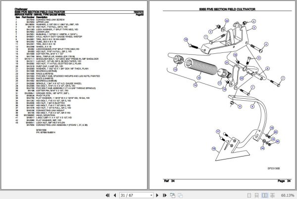 Challenger Field Cultivator 5055 Five Section Parts Catalog 79027272 3