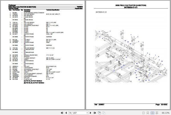Challenger Field Cultivator 5056 5 Section Parts Catalog 79035978 3