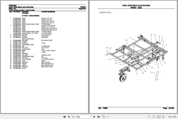 Challenger Field Cultivators 5730 5750 Parts Catalog 79035674 2