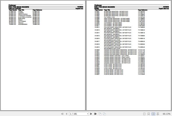Challenger Grain Headers RHB FHB Parts Catalog 00728794 1